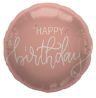 Folieballon - "Happy Birthday" - Cr&egrave;me Rose - 45 cm