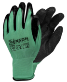 Werkhandschoenen latex crinkle groen zwart maat 9