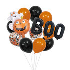 Ballonnenset Halloween (2 folieballonnen, 10 latex ballonnen, rietje en lint 10m)