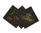 20 servetten 33x33 pop the champagne - zwart