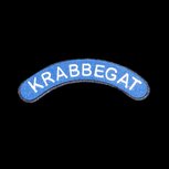 Strijkembleem-blauw krabbegat-10,5 cm breed