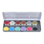 Aqua Face- and Bodypaint palette 12 colours DUO SHIMMER- AND PASTEL