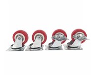 Zwenkwiel set 50 mm rood 4 dlg waarvan 2x met rem