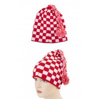 Gebreide muts blok rood/wit