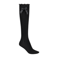Lady kneehigh socks, black, with bow 35/38