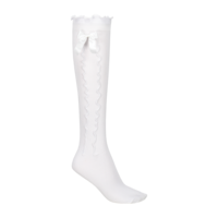 Lady kneehigh socks, white, with bow 35/38