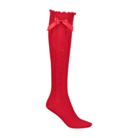 Lady kneehigh socks, red, with bow 39/42