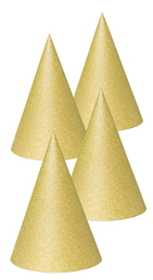 Cone Hats Glitter Gold 16cm/4