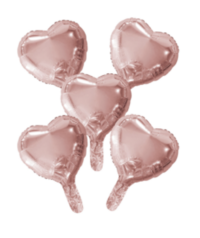 5 Foilballoons heart w/paper straw 9" rose gold 5 Foilballoons heart w/paper straw 9" rose gold