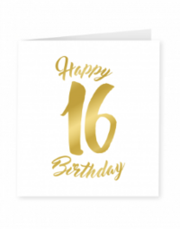 Goud/Wit wenskaart - 16 years Goud/Wit wenskaart - 16 years