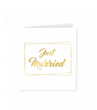 Goud/Wit wenskaart - Just married