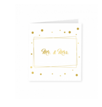 Goud/Wit wenskaart - Mr & Mrs