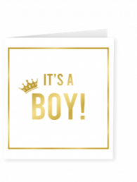 Goud/Wit wenskaart - It's a boy