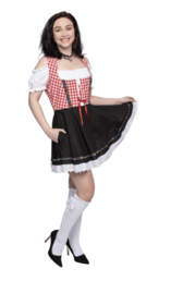 Dirndl rood-wit geruit, zwart rokje Lise Dirndl rood-wit geruit, zwart rokje Lise