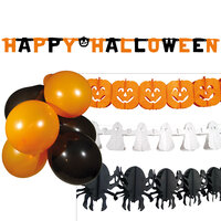 Set Halloween party (letterslinger, 3 slingers (elk 4 m) en 10 ballonnen)