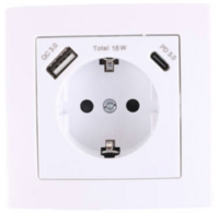 Stopcontact RA inbouw met USB-A/C wit