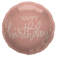 Folieballon - "Happy Birthday" - Crème Rose - 45 cm