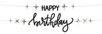 Letterslinger Set - "HAPPY birthday" - Crème Noir - 1,5 meter