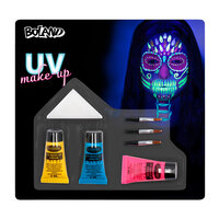 Schmink kit Bright skull UV (schmink op waterbasis,applicators en spons)