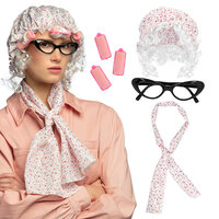 Set Grootmoeder (slaapmuts, sjaal, bril, krulspelden) Set Grootmoeder (slaapmuts, sjaal, bril, krulspelden)