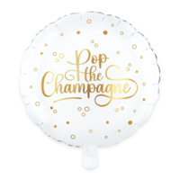 Folieballon 18" - pop the champgne - wit