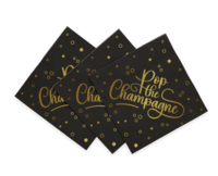 20 servetten 33x33 pop the champagne - zwart 20 servetten 33x33 pop the champagne - zwart