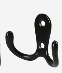 Kapstokhaak dubbel metaal zwart 3 dlg