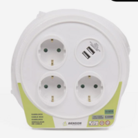 Kabelbox 10 mtr 3 voudig + 2 USB 2.4a