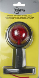 Breedtelamp rubber op steel 125 mm rood/wit e keur 12V