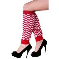 Beenwarmers rood/wit geblokt
