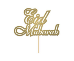Cake topper eid mubarak goud