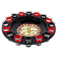 Set drankspel Roulette (rad √ò 30 cm, 16 shotglaasjes en 2 balletjes)