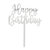 Taarttopper 'Happy birthday' zilver (15.5 x 11 cm)