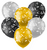 Latexballonnen - BlackGold HNY - Zwart, Goud, Zilver - 6 stuks
