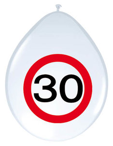 Ballonnen  30cm Verkeersbord 30 /8