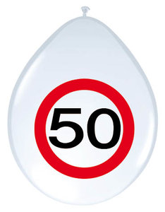 Ballonnen  30cm Verkeersbord 50 /8