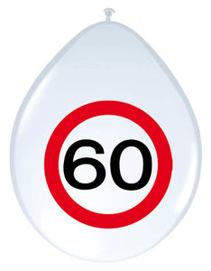 Ballonnen  30cm Verkeersbord 60 /8