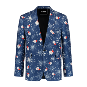 Men's blazer blue Santa snowflakes