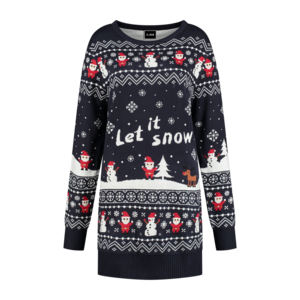 Sweater dress Let it snow, blue/white/red