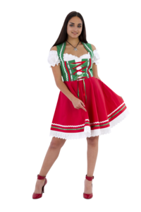 Dirndl 2-dlg., groen/rood, Carmenblouse