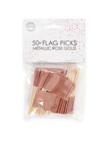 50 flag picks metallic rose gold