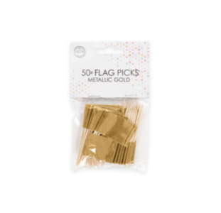 50 flag picks metallic gold