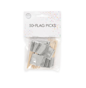 50 flag picks metallic silver