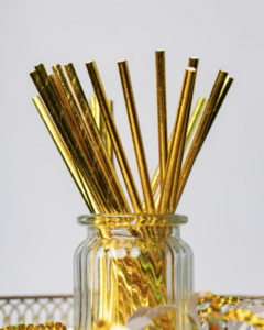 20  Paper straws 6mm x 197mm metallic Gold