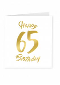 Goud/Wit wenskaart - 65 years