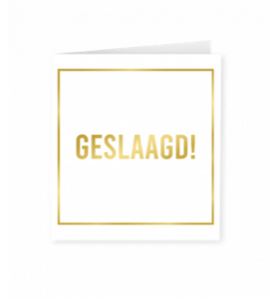 Goud/Wit wenskaart - Geslaagd