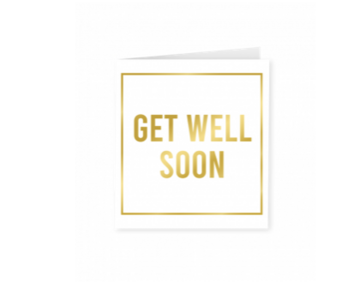 Goud/Wit wenskaart - Get well soon