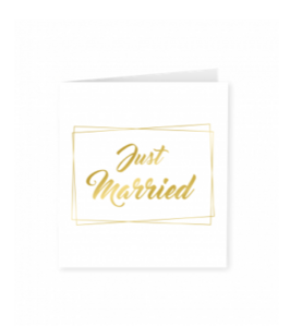 Goud/Wit wenskaart - Just married