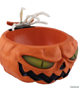 Halloween snoepkom met skelet hand