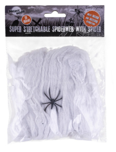 Spinnenweb 20 gram met 1 zwarte spin